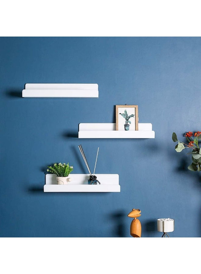 TPGP 15 Inch White Acrylic Floating Wall Ledge Shelf, Wall Mounted Nursery Kids Bookshelf, 5MM Thick Home/Office/Bathroom Storage Shelves Display Organizer, Set of 4 - Image 2