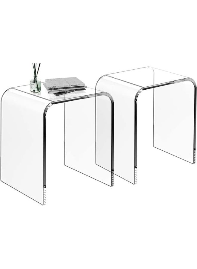 Horoof Home Horoof HomeÂ® Clear Acrylic End Table Set of 2 â€“ Modern Transparent Nesting Tables for Living Room or Bedroom  - Image 1