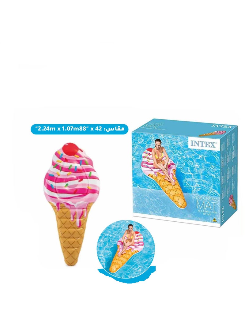 انتكس حوض سباحة قابل للنفخ على شكل آيس كريم 224×107 سم