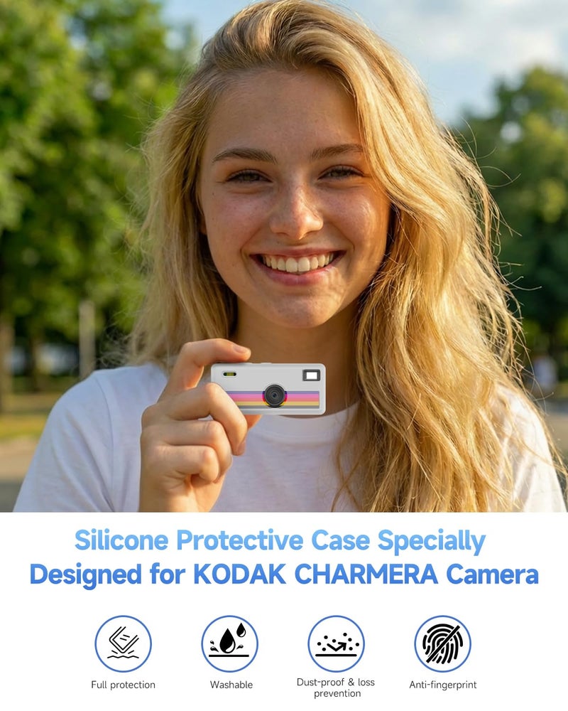 Tedubax Silicone Case for Kodak CHARMERA Keychain Digital Blind Box accessories,Soft Silicone Protective Case,Comes with Screen Protectors and Wrist Strap - Transparent - Image 2