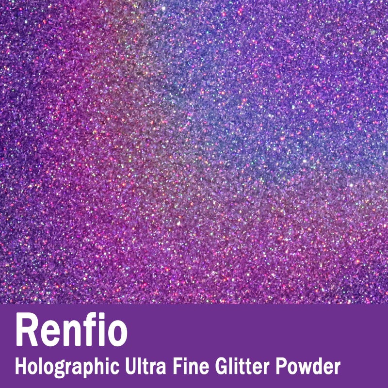 Renfio Holographic Ultra Fine Glitter Powder Metallic Resin Glitter 2.11 Oz (60g) PET Flakes Crafts Sequins 1/128" 0.008" 0.2mm Epoxy Chips Flakes for Tumblers Slime Roses - Laser Light Purple - Image 2