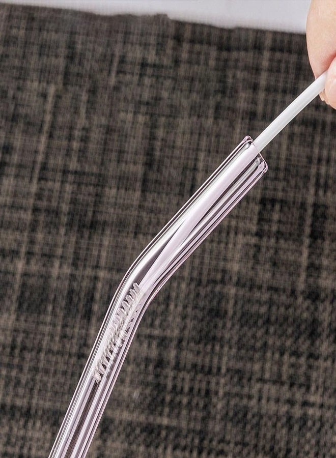 4 Pcs Bent Reusable Glass Straws Set with Cleaning Brush, Food Grade Borosilicate Clear Curved Drinking Straw, Eco Friendly Heat Resistant Straw for Iced Coffee, Juice, Smoothie, Hot & Cold Drinks - Image 5