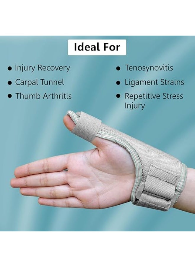 Reversible Thumb Spica Splint and Wrist Brace, Universal Left and Right Hand Thumb Stabilizer, Premium Joint Compression Support for Carpal Tunnel, Arthritis, and Tendonitis, Grey - Image 2