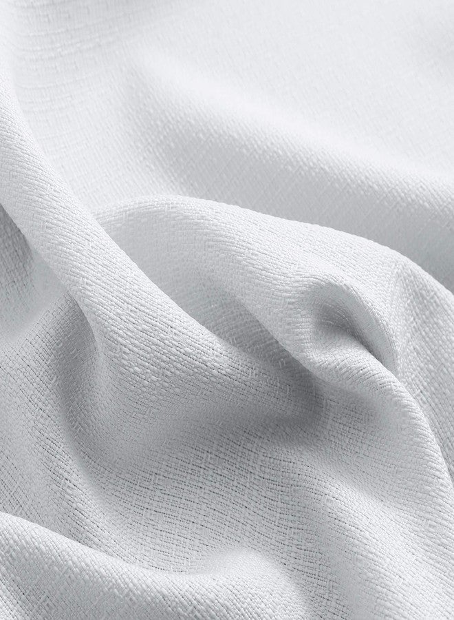 KOUFALL Semi Sheer White Curtains 95 Inches Long for Shabby Chic Decor 2 Panels Set Grommet Farmhouse Light Filtering Window Covering Faux Linen Cotton Curtains for Living Room Bedroom Plain White 95 Length - Image 3