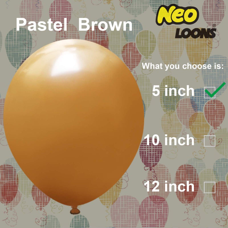 Neo LOONS® 100 pcs 5" Pastel Brown Premium Latex Balloons - Great for Kids, Adult Birthdays, Weddings, Receptions, Baby Showers, Water Fights, or Any Celebration - Image 2