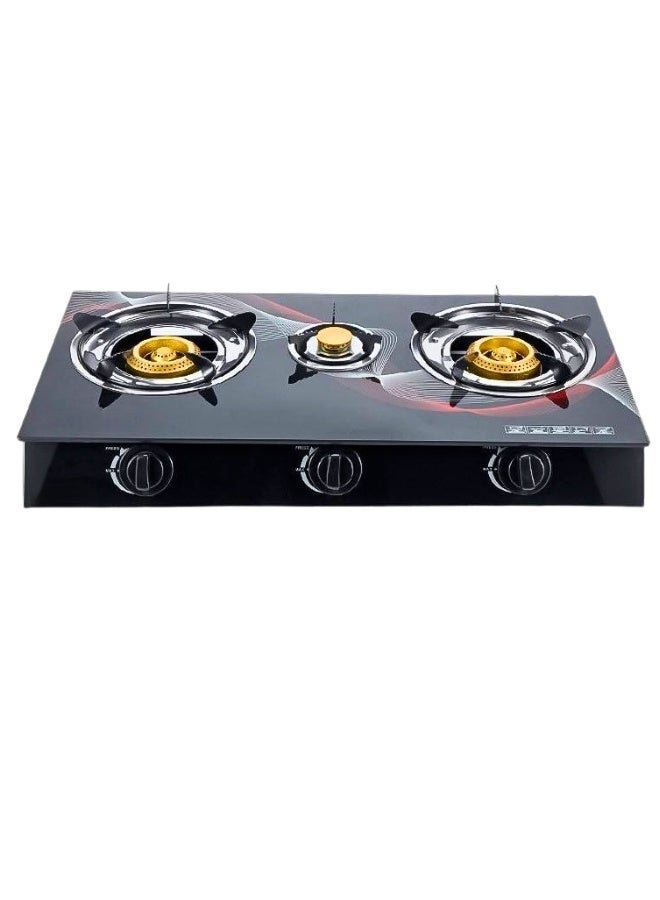 3-Burner Gas Stove Portable Tabletop Stove with Top Cover, Cast Iron Burners & Sturdy Pot Holders – Ideal for Home, Apartment, Kitchen, Camping & Outdoor Parties - Image 4