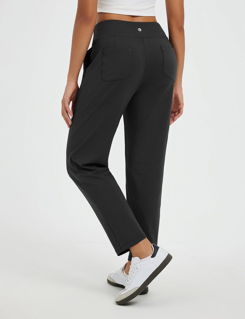 baleaf Womens Travel Pants Stretch Golf Pants with Pockets Petite Ankle Dressy Work Business Casual Slacks Black S - Image 2