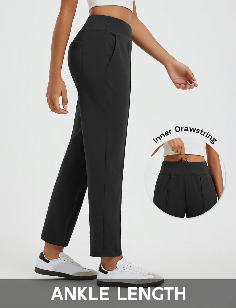 baleaf Womens Travel Pants Stretch Golf Pants with Pockets Petite Ankle Dressy Work Business Casual Slacks Black S - Image 5