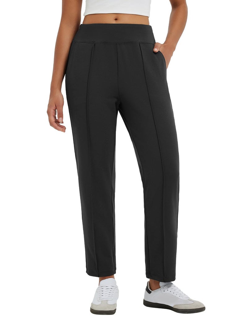 baleaf Womens Travel Pants Stretch Golf Pants with Pockets Petite Ankle Dressy Work Business Casual Slacks Black S - Image 1