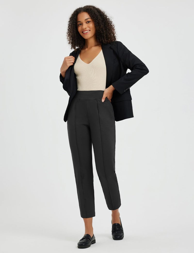 baleaf Womens Travel Pants Stretch Golf Pants with Pockets Petite Ankle Dressy Work Business Casual Slacks Black S - Image 3
