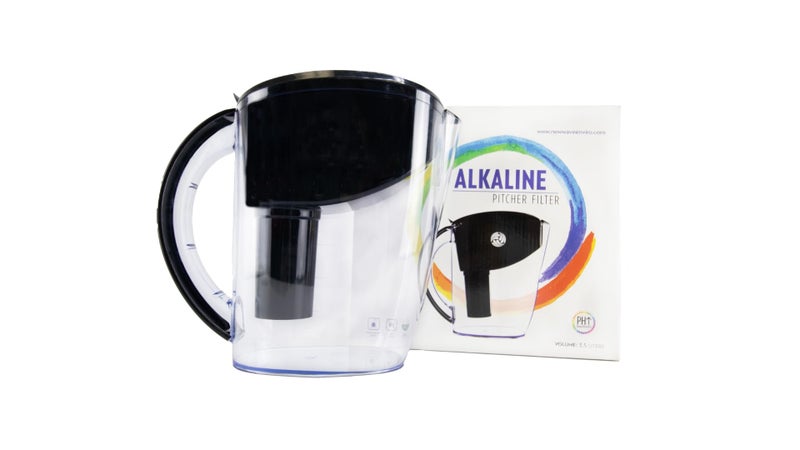 New Wave Enviro Alkaline Water Filter Pitcher, Great for Coffee & Tea, BPA Free Fridge Friendly Design, 3.5 Liter Capacity with Integrated Handle, Black Color - Image 1