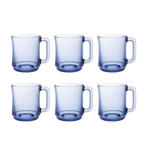 Duralex® France LYS Marine Glass Mugs | 310ml Set of 6 Mugs | 3X Stronger & Durable, Stackable Coffee & Tea Mugs | Microwave & Dishwasher Safe | Giftable Mug Set - Image 1