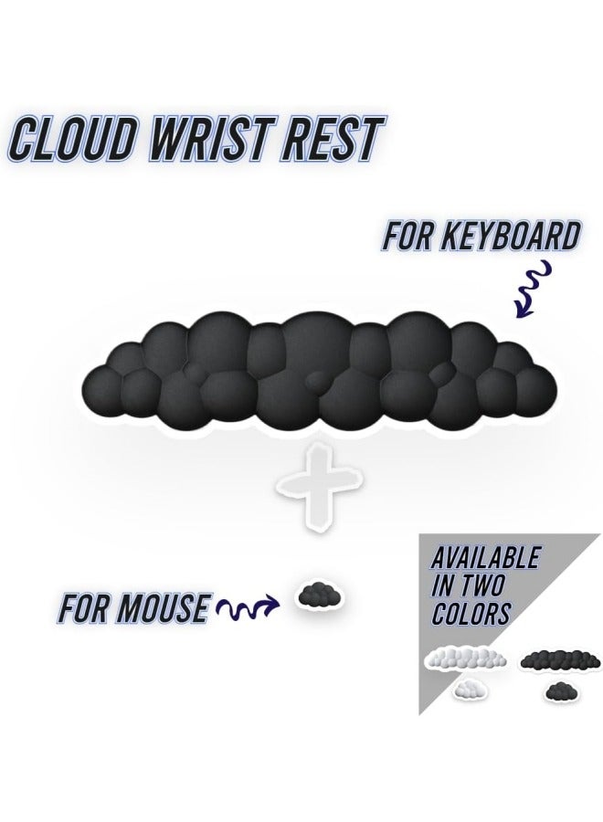 Loquat Keyboard Cloud Wrist Rest Set, PU Memory Foam Non-Slip Cloud Wrist Rest, Soft and Elastic, Ergonomic Keyboard Mouse Wrist Support for Typing Pain Relief, Home Office, Laptop and Computer Use (Black)  - Image 2