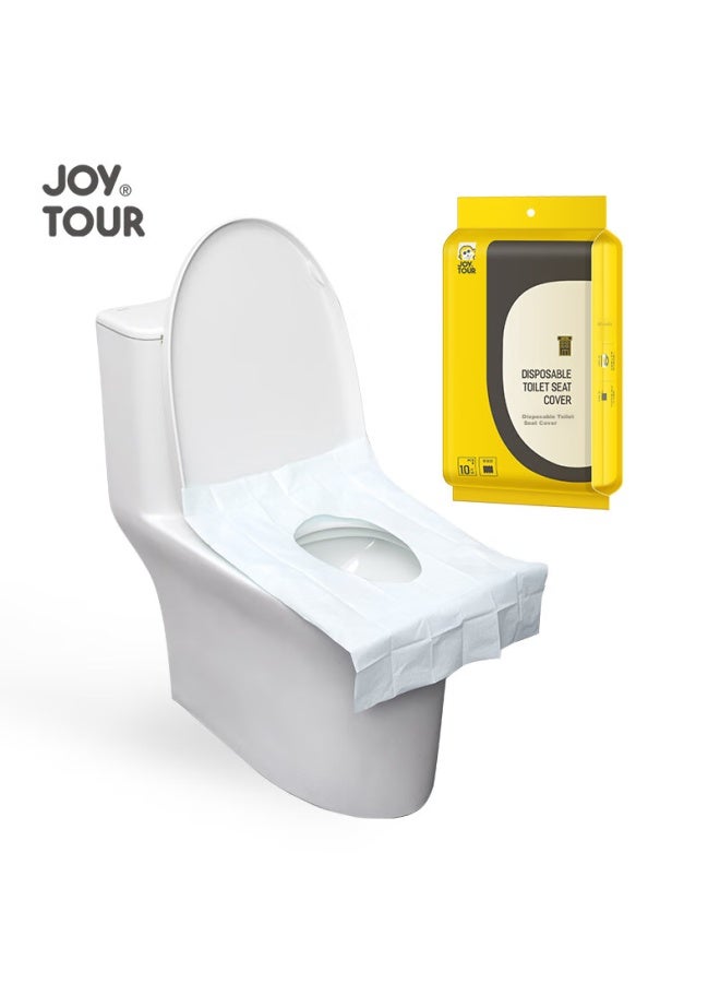 جولة الفرح Joysour أغطية مقاعد المرحاض القابلة للتصرف، للاستخدام أثناء السفر وفي المنزل، سميكة ومزدوجة الطبقات مقاومة للماء ومضادة للأوساط معبأة بشكل فردي، 10 قطع في العبوة - Image 1