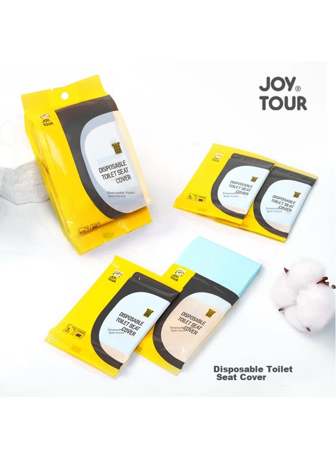 جولة الفرح Joysour أغطية مقاعد المرحاض القابلة للتصرف، للاستخدام أثناء السفر وفي المنزل، سميكة ومزدوجة الطبقات مقاومة للماء ومضادة للأوساط معبأة بشكل فردي، 10 قطع في العبوة - Image 5