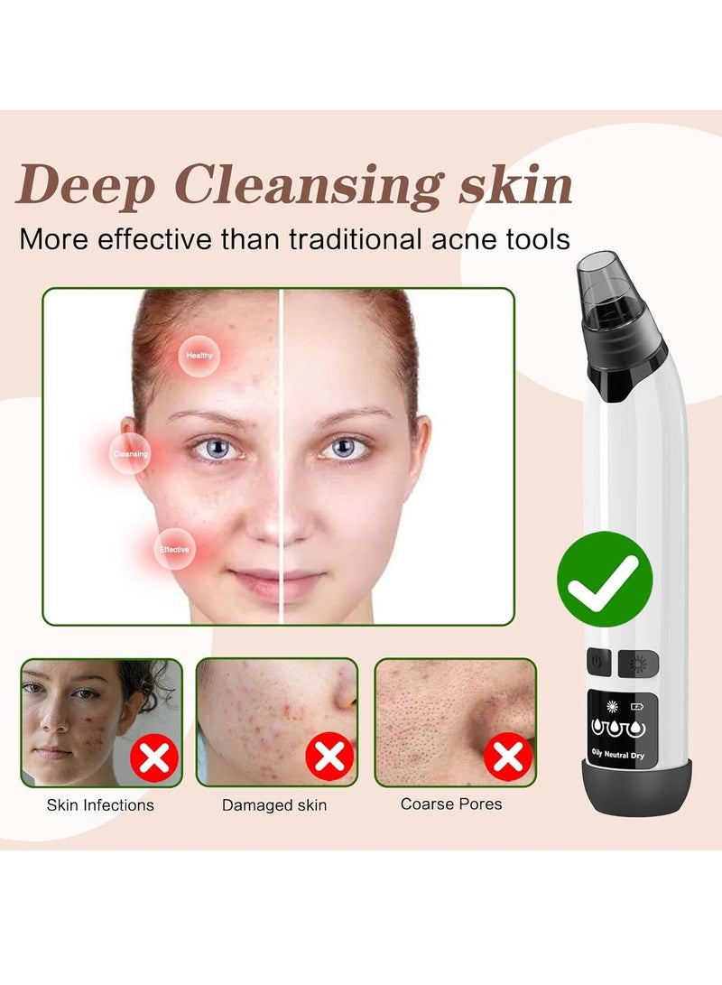 Multifunctional Blackhead Remover Pore Vacuum Heating, Electric Acne Blackhead Remover Tool, 4 Types of Suction Power with LED Display, Rechargeable Acne Remover Tool Kit - Image 3