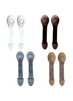 KidDough Furniture Safety Locks For Kids - Pack Of 2 White + 2 Brown + 2 Beige + 2 Grey Child Locks, For Drawers, Cabinets, Fridge, Cupboard, Strong And Adhesive Safety Locks  - Image 1