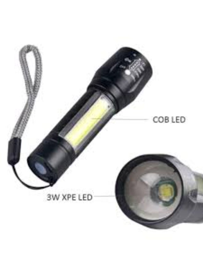 مصباح يدوي LED قابل لإعادة الشحن مع ضوء COB عالي الكثافة وشحن USB وحقيبة حمل - مصباح محمول قوي للتخييم والمشي لمسافات طويلة وحالات الطوارئ - Image 3