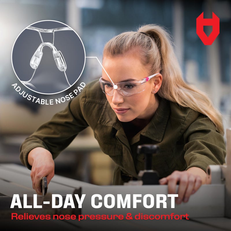 NoCry Clear Safety Glasses for Women with Adjustable Frames â€” Anti Fog Safety Glasses with 100% UV Protection & Scratch Resistance, ANSI Z87.1 Rated â€” Perfect Safety Goggles for Women, Nursing Goggles - Image 3