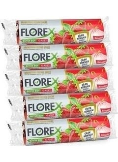 Florex 5 Roll Drawstring Medium Size Strawberry Scented Garbage Bag 55X60 cm 