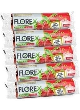 Florex - 5 Roll Drawstring Medium Size Strawberry Scented Garbage Bag 55X60 cm - Image 1