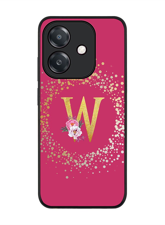 Stylizedd For Oppo A5i Case,Slim fit Camera Protection, Shockproof Thin Phone cover  - Custom Monogram Floral - W ( Deep Pink )