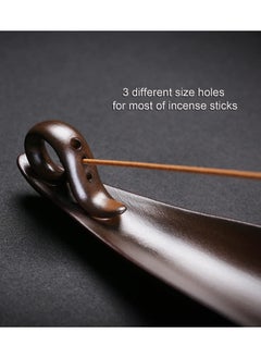 Y&D Incense Stick Holder with 3 Holes, 9 Inch Length Ceramic Ash Cather for Counters, Meditation Room, Yoga, Home, Office, Brown  - Image 4