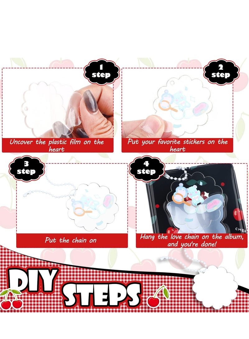 Excefore 3 Inch Mini Photo Album Set Kpop Photocard Holder Book Binder With Pendant And Diy Keychian For Collecting Picture, 40 Pockets(Cherry, Butterfly) - Image 4