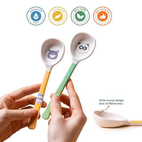 Shopwithgreen 5 PCS Bamboo Kids Spoons Set Children Utensils Spoons Flatware Cutlery Set BPA Free Dishwasher Safe Child and Kids Feeding for Dinner Dessert NOT FIT FOR BABIES WITH SMALL MOUTH - Image 3