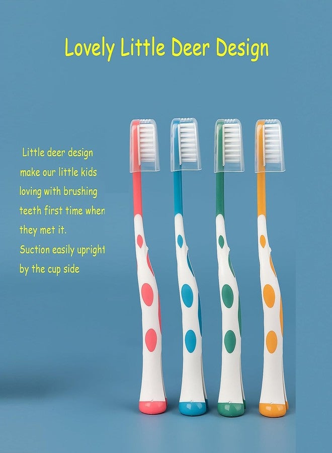 BEHAHAI Kid's Toothbrush, Extra Soft Bristles Toothbrushes for Sensitive Teeth and Receding Gums, Manual Toothbrush for Kids with Tongue Scrubber, Lovely Little Deer Toothbrush for Kids 2-8 Years. (4) - Image 2