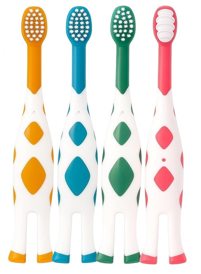 BEHAHAI Kid's Toothbrush, Extra Soft Bristles Toothbrushes for Sensitive Teeth and Receding Gums, Manual Toothbrush for Kids with Tongue Scrubber, Lovely Little Deer Toothbrush for Kids 2-8 Years. (4) - Image 1