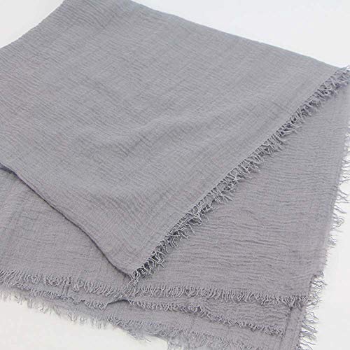 XRDSS Summer Cotton Blend Crinkle Vintage Soft Scarf with Fringed Edges 35" × 70" (Gray) - Image 2