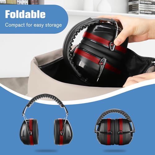 Procase حماية السمع من بروكيس سماعات أذن NRR 32dB، سماعات أمان ملغية للضوضاء للبالغين/المراهقين، سماعات أذن عازلة للصوت للحساسية السمعية للصيد/ميدان الرماية، البناء - أحمر - Image 4