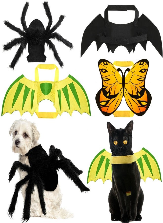 Reginary 4 Pcs Halloween Pet Costume Spider Dragon Bat Butterfly Dog Costume Adjustable Adhesive Cosplay Bat Wings for Small Dogs and Cats Funny Cat Dog Costume Halloween Party Supply - Image 1