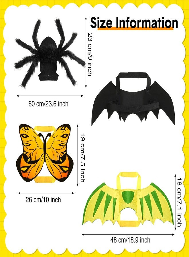 Reginary 4 Pcs Halloween Pet Costume Spider Dragon Bat Butterfly Dog Costume Adjustable Adhesive Cosplay Bat Wings for Small Dogs and Cats Funny Cat Dog Costume Halloween Party Supply - Image 3
