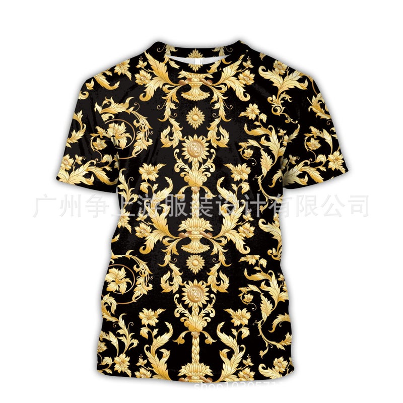 New Printed T-Shirt Retro American Casual Trendy Top Men'S Short-Sleeved Couple Style Slim Fit Round Neck - Image 3