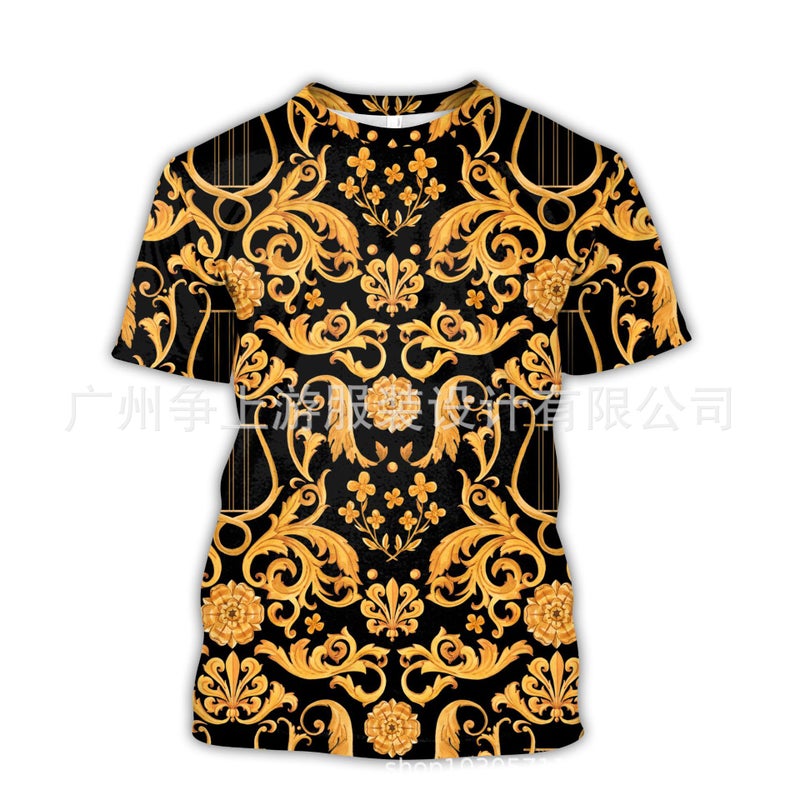 New Printed T-Shirt Retro American Casual Trendy Top Men'S Short-Sleeved Couple Style Slim Fit Round Neck - Image 5