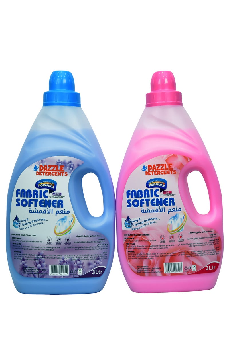 دازل عرض خاص (عبوة من قطعتين، سعة 3 لتر): مُنعّم ومعطر أقمشة دازل - لافندر وورد | استرخاء ونعومة تدوم طويلًا | يُقلل التجاعيد والتشابك الساكن