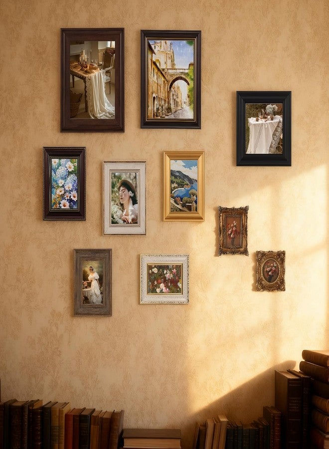 Foxtell 10 Pack Vintage Picture Frames for Wall or Tabletop Display Ornate Vintage Picture Frames Vintage Wall Art for Gallery Bedroom Living Room Antique Photo Frame for Wall Décor(Modern) - Image 5