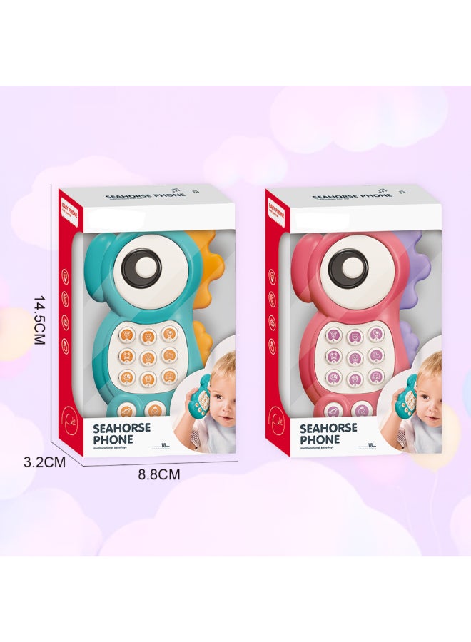 COGNIKIDS لعبة هاتف بيبي على شكل فرس البحر مع أضواء وأصوات – لعبة هاتف موسيقية مع زر طبلة، نغمات، ووضع التعلم | لعبة تمثيل للأطفال من 6-18 شهر للأولاد والبنات 1 قطعة - Image 3