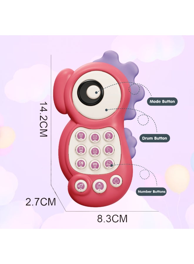 COGNIKIDS لعبة هاتف بيبي على شكل فرس البحر مع أضواء وأصوات – لعبة هاتف موسيقية مع زر طبلة، نغمات، ووضع التعلم | لعبة تمثيل للأطفال من 6-18 شهر للأولاد والبنات 1 قطعة - Image 4