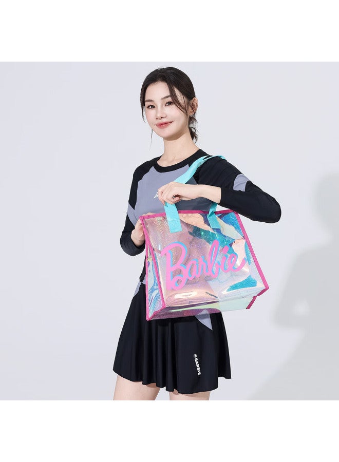 Barbie حقيبة شاطئ باربي مع فصل رطب وجاف، حقيبة سفر شفافة للشاطئ، حقيبة تخزين لليوغا واللياقة البدنية بسعة كبيرة لحملها باليد - Image 4