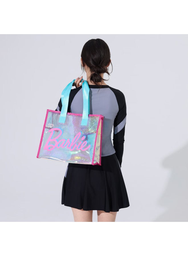 Barbie حقيبة شاطئ باربي مع فصل رطب وجاف، حقيبة سفر شفافة للشاطئ، حقيبة تخزين لليوغا واللياقة البدنية بسعة كبيرة لحملها باليد - Image 3