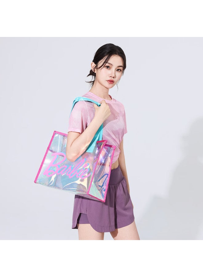 Barbie حقيبة شاطئ باربي مع فصل رطب وجاف، حقيبة سفر شفافة للشاطئ، حقيبة تخزين لليوغا واللياقة البدنية بسعة كبيرة لحملها باليد - Image 2