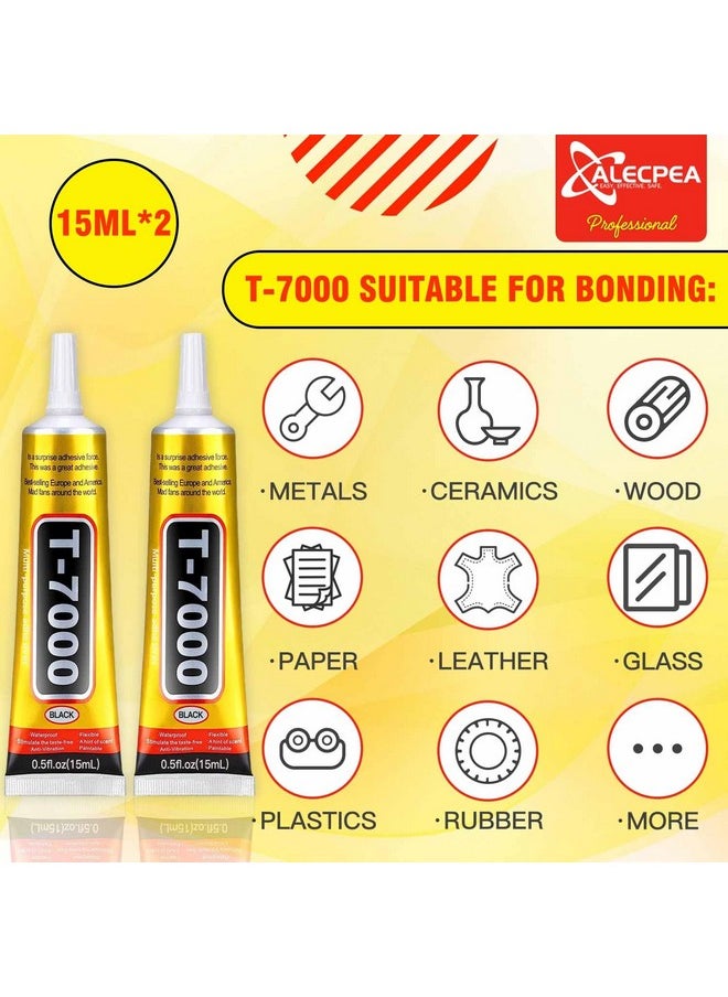 غراء لاصق أسود T-7000 مطور - قطعتان 15 مل | لاصق مقاوم للماء وعالي الأداء للإصلاحات الدقيقة، مثالي للهواتف والأجهزة الإلكترونية والمجوهرات والحرف اليدوية  - Image 3