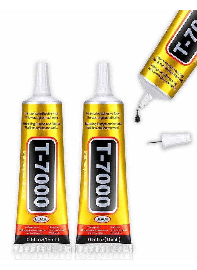 غراء لاصق أسود T-7000 مطور - قطعتان 15 مل | لاصق مقاوم للماء وعالي الأداء للإصلاحات الدقيقة، مثالي للهواتف والأجهزة الإلكترونية والمجوهرات والحرف اليدوية  - Image 1