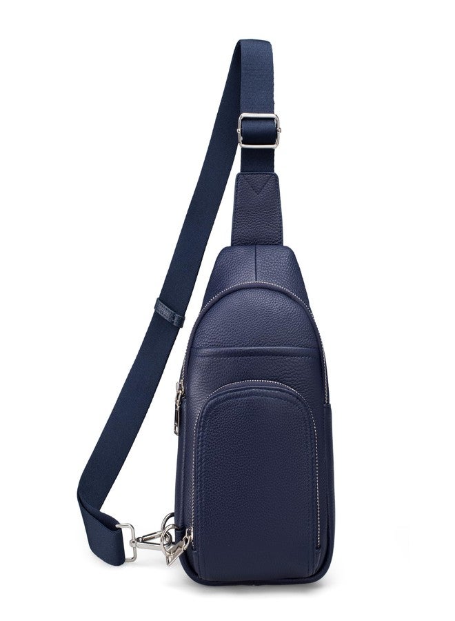 بيفن حقائب كتف صغيرة من الجلد الطبيعي للنساء من بيفن، مضادة للسرقة، حقائب صدر، محفظة مزودة بمحفظة مدمجة بتقنية RFID، لون أزرق داكن - Image 1