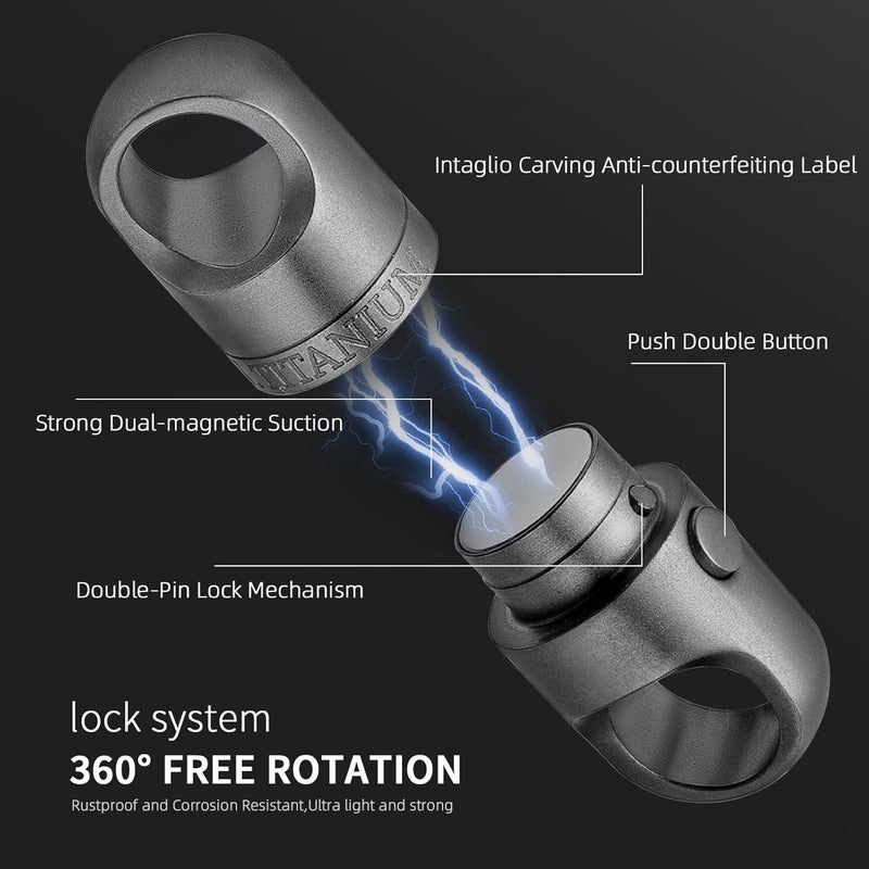 FEGVE Titanium Magnetic Keychain with Quick Release and Stainless Steel Key Rings - Image 4