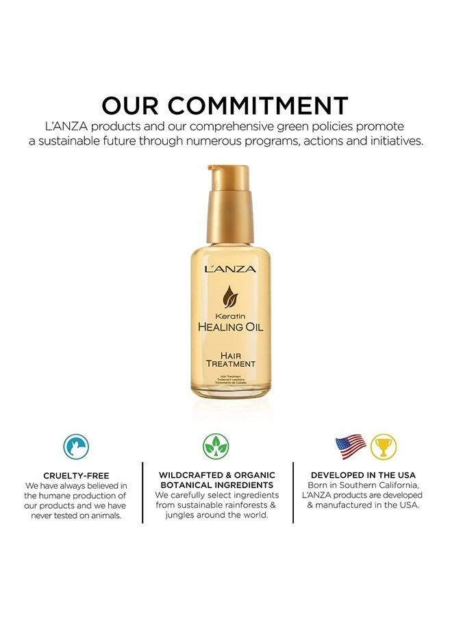 L'anza علاج زيت الكيراتين العلاجي - يستعيد وينعش ويغذي الشعر وفروة الرأس الجافة التالفة، مع مركب Phyto IV المجدد والبروتين والحماية الثلاثية من الأشعة فوق البنفسجية (3.4 أونصة سائلة) - Image 3