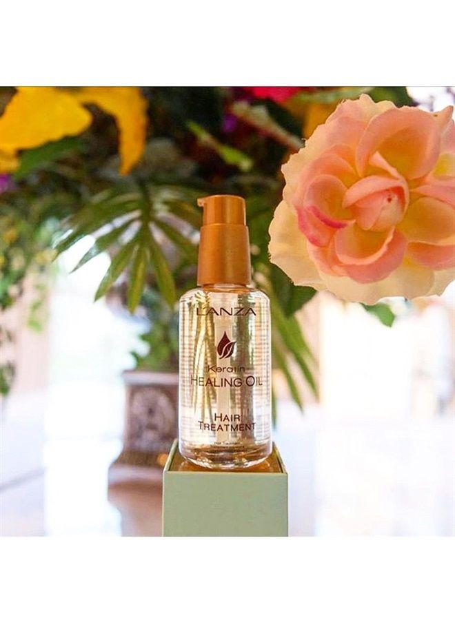 L'anza علاج زيت الكيراتين العلاجي - يستعيد وينعش ويغذي الشعر وفروة الرأس الجافة التالفة، مع مركب Phyto IV المجدد والبروتين والحماية الثلاثية من الأشعة فوق البنفسجية (3.4 أونصة سائلة) - Image 2